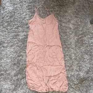 Abercrombie & Fitch- Midi Dress with Size Zipper and Adjustable Straps- Peach